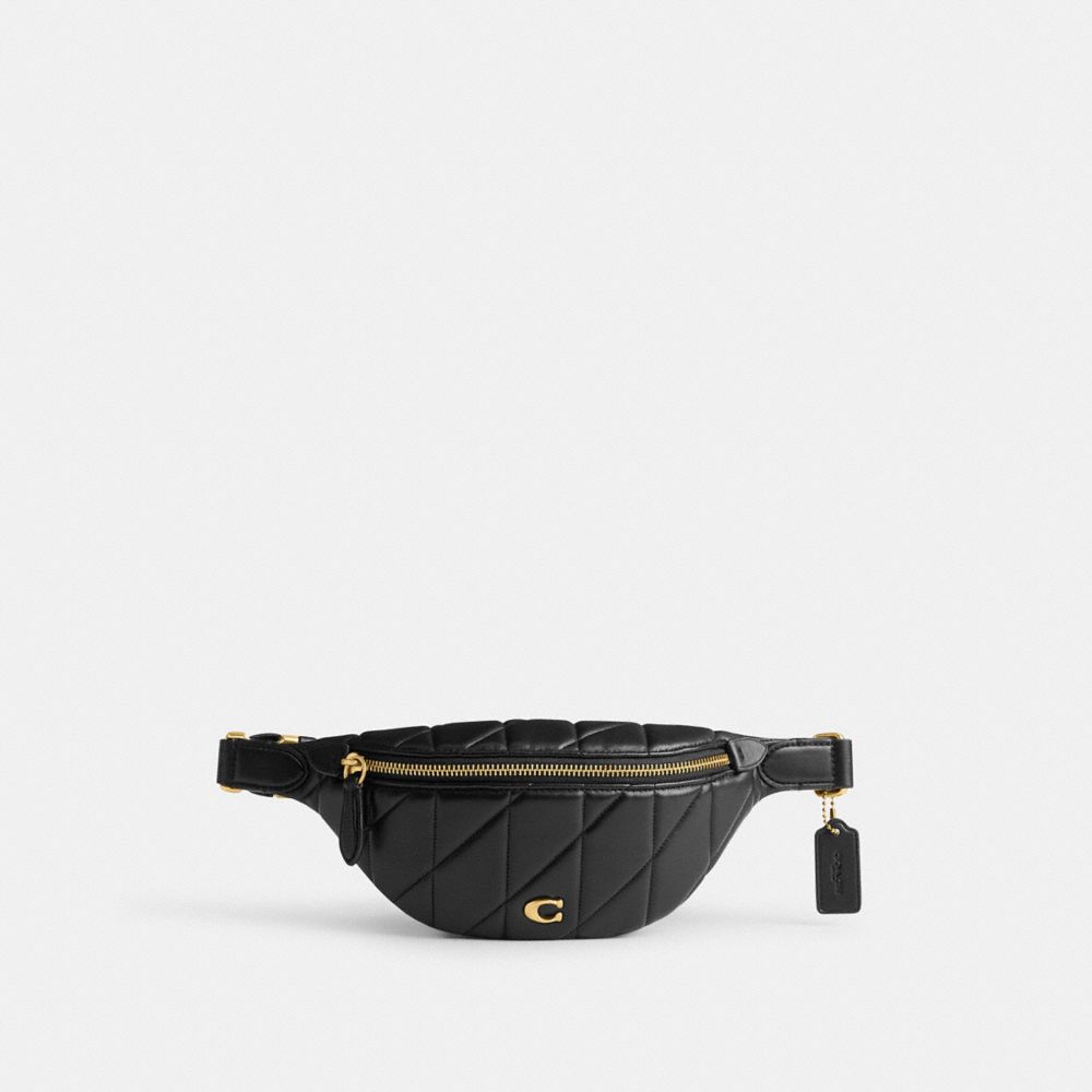 Women Coach Essential Belt With Pillow Quilting Brass Belt Bags Black | CA_CH91983