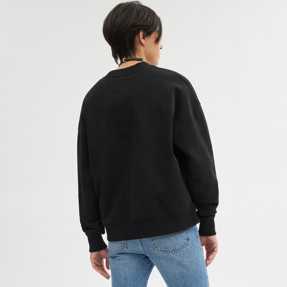 Women Coach Essential Crewneck Tops Black | CA_CH61242