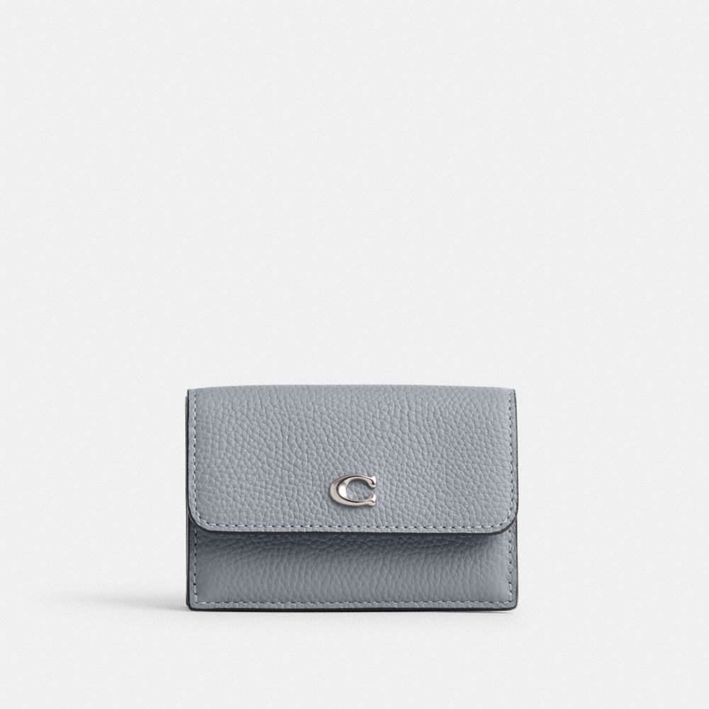 Women Coach Essential Mini Trifold Small Wallets Grey Blue | CA_CH50509