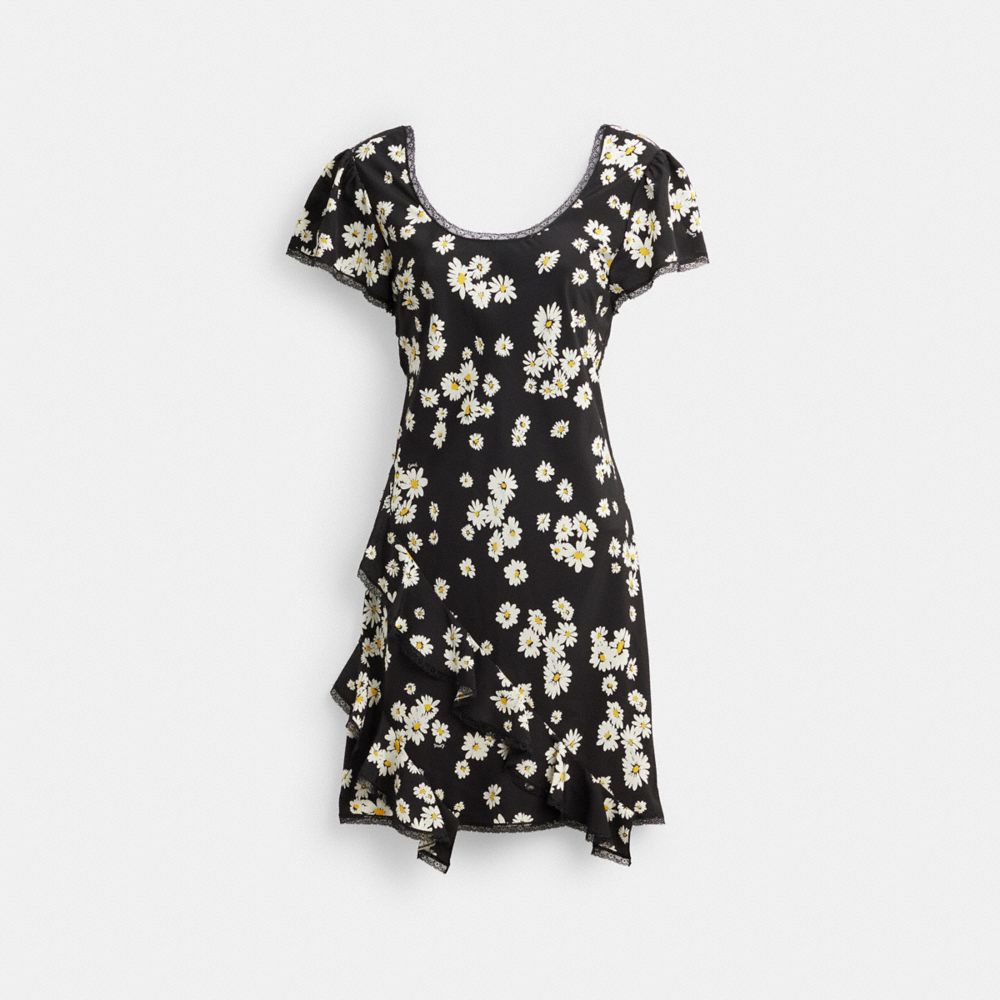 Women Coach Floral Mini Dress Black | CA_CH31046