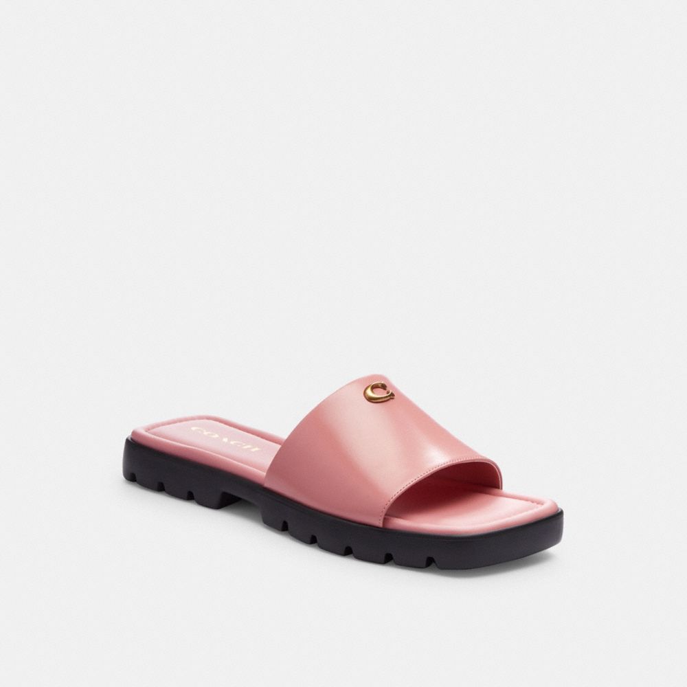 Women Coach Florence Leather Sandals Pink | CA_CH56891