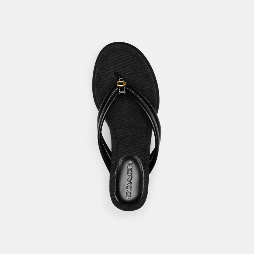 Women Coach Franki Flip Flop In Signature Jacquard Sandals Black | CA_CH83785