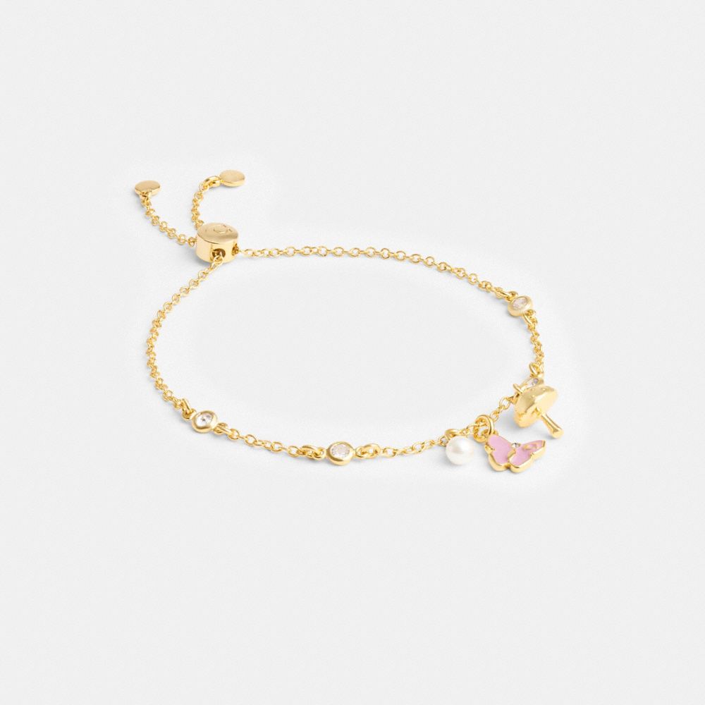 Women Coach Garden Charms Slider Bracelets Gold | CA_CH81842