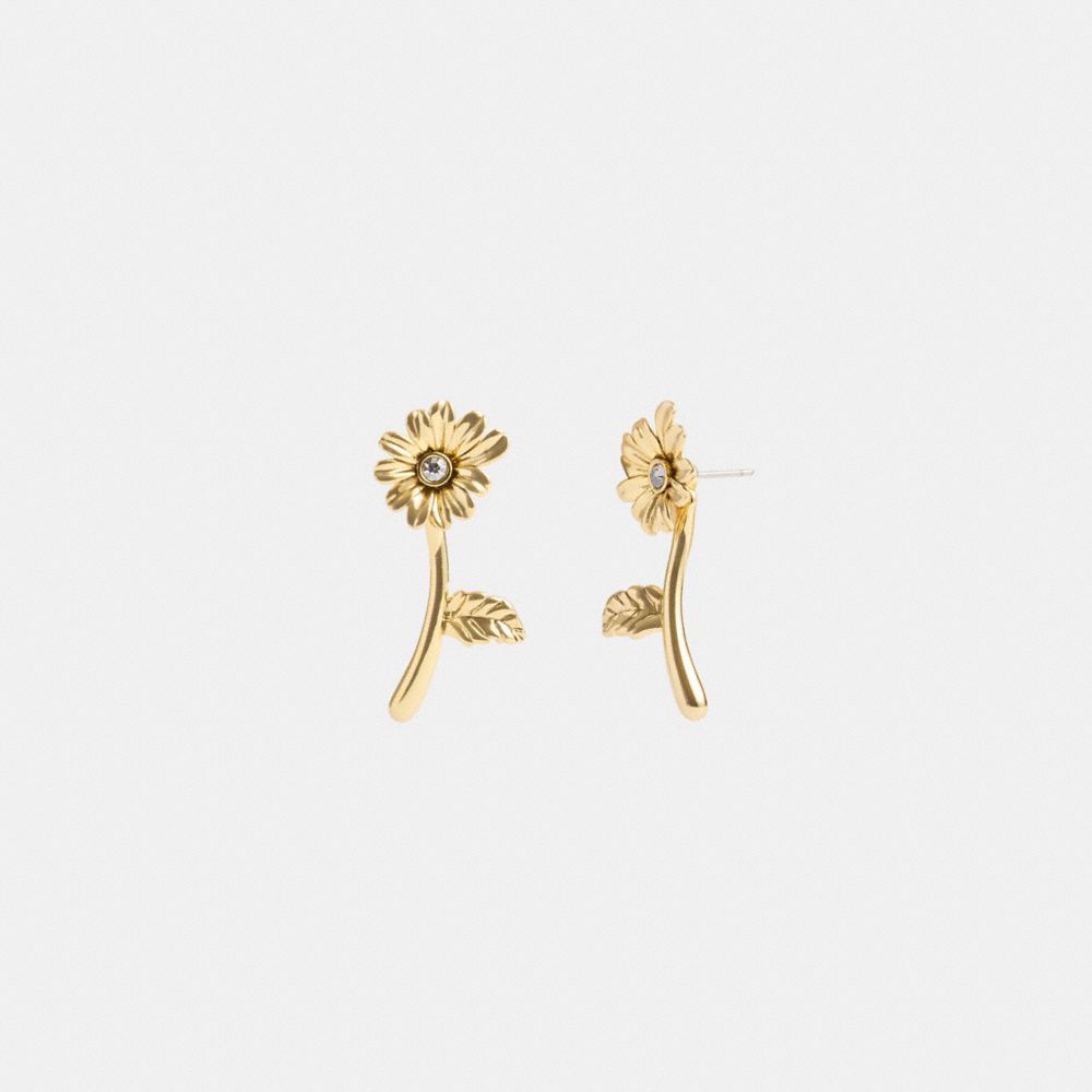 Women Coach Garden Flower Stem Stud Earrings Gold | CA_CH52696