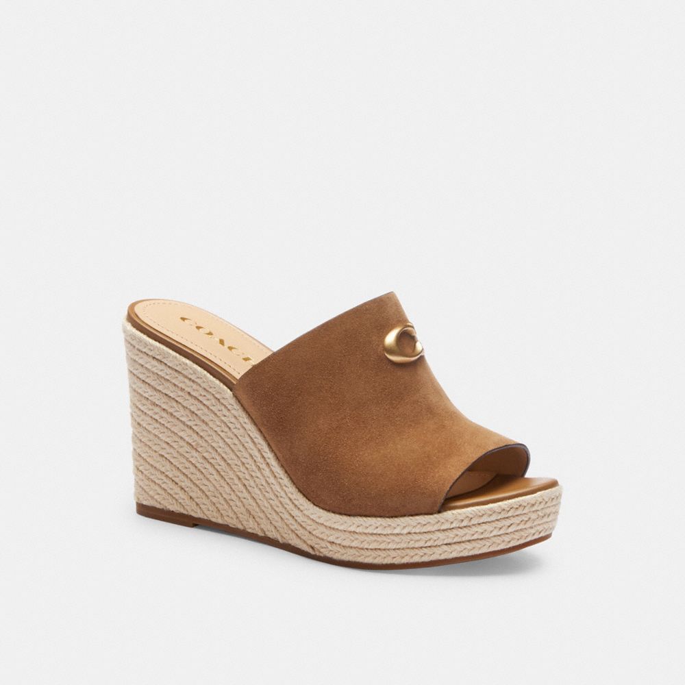 Women Coach Gloria Wedge Coconut Sandals Brown | CA_CH60878