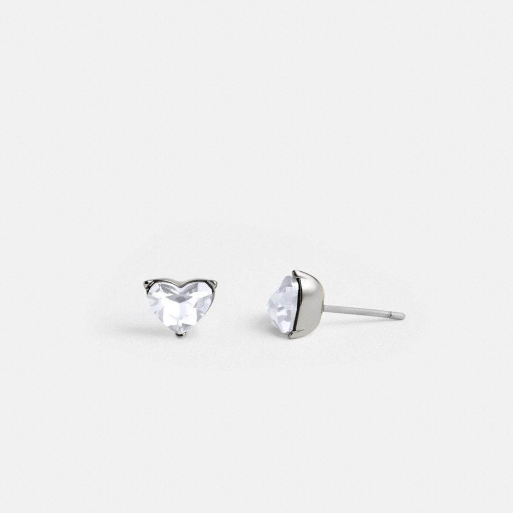 Women Coach Halo Heart Stud Earrings Silver | CA_CH97912