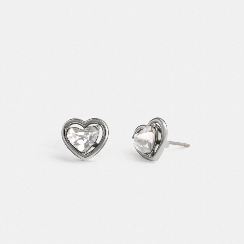 Women Coach Halo Heart Stud Earrings Silver | CA_CH97912