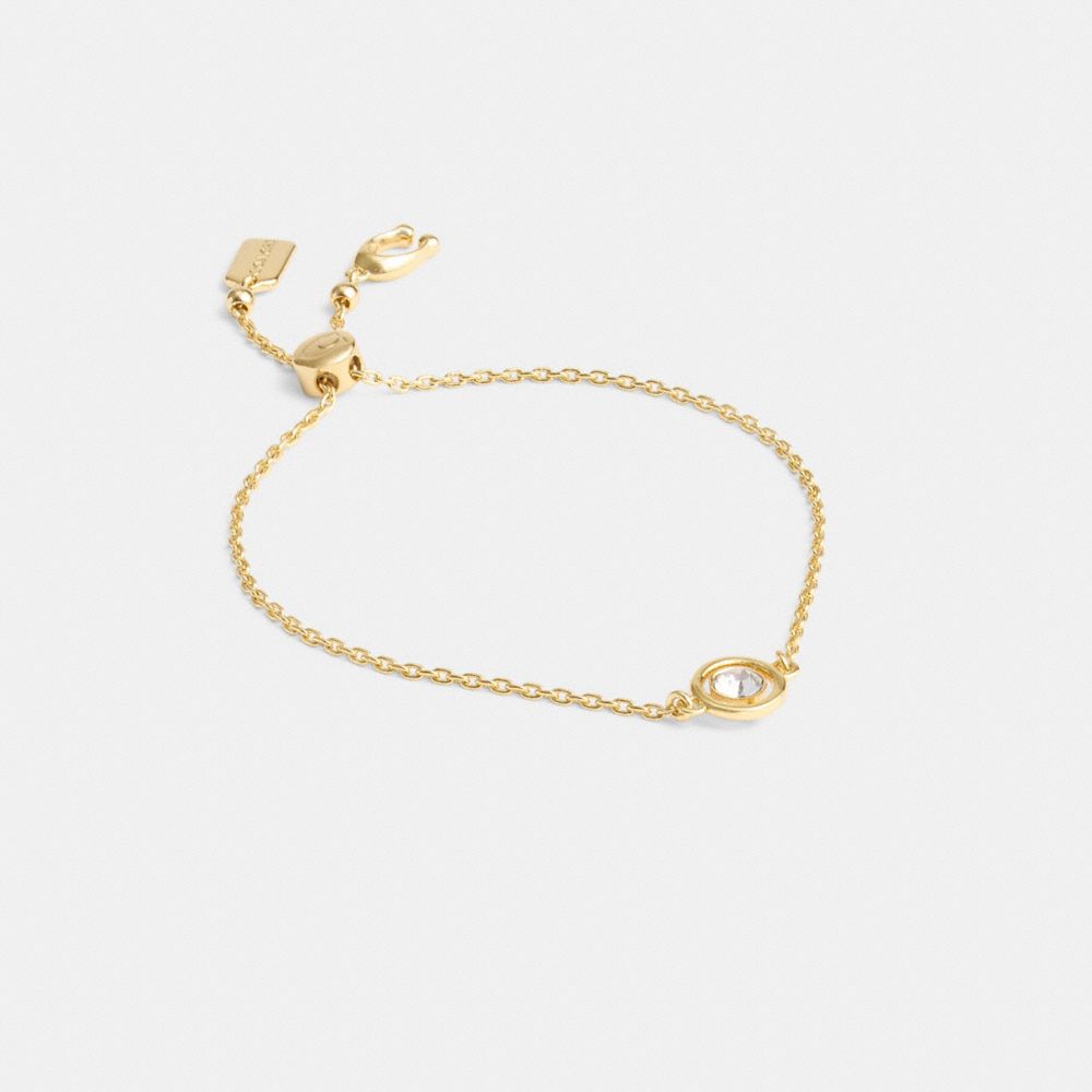 Women Coach Halo Round Slider Bracelets Gold | CA_CH68674