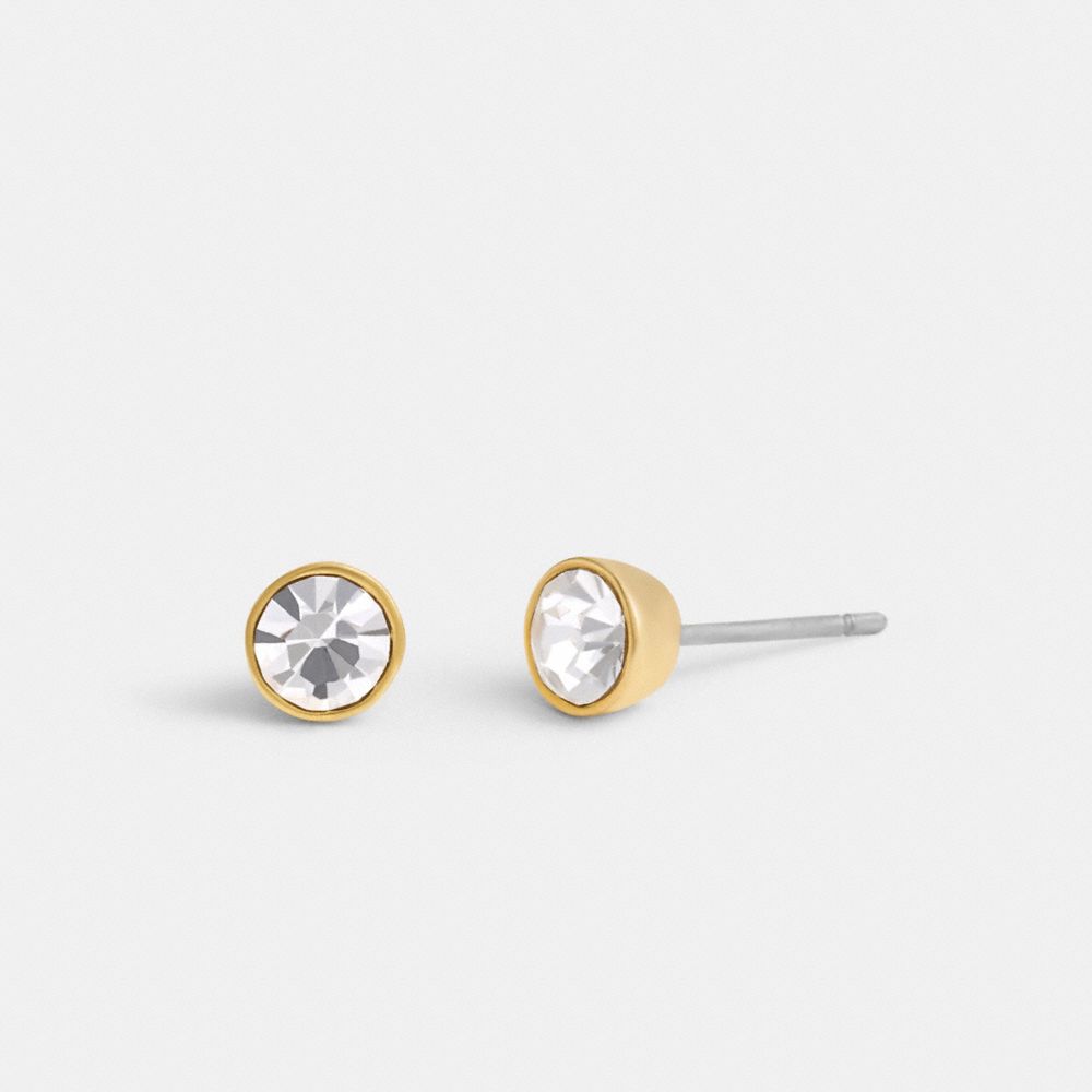 Women Coach Halo Round Stud Earrings Gold | CA_CH99020