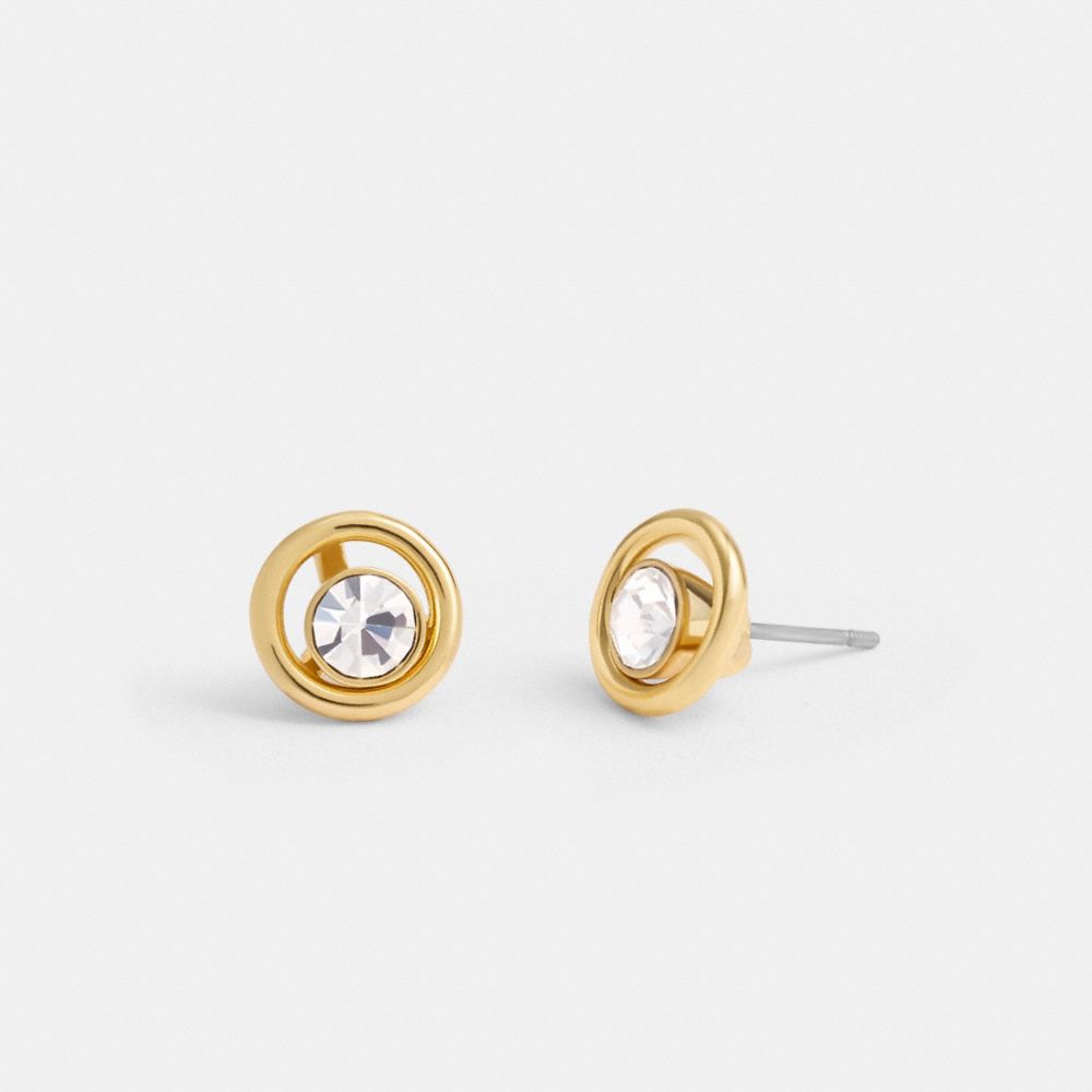 Women Coach Halo Round Stud Earrings Gold | CA_CH99020