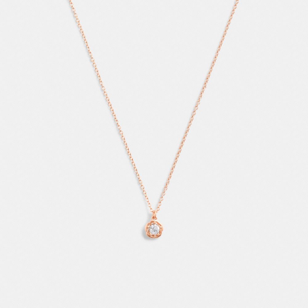 Women Coach Halo Tea Pendant Necklace Rose Gold | CA_CH70362