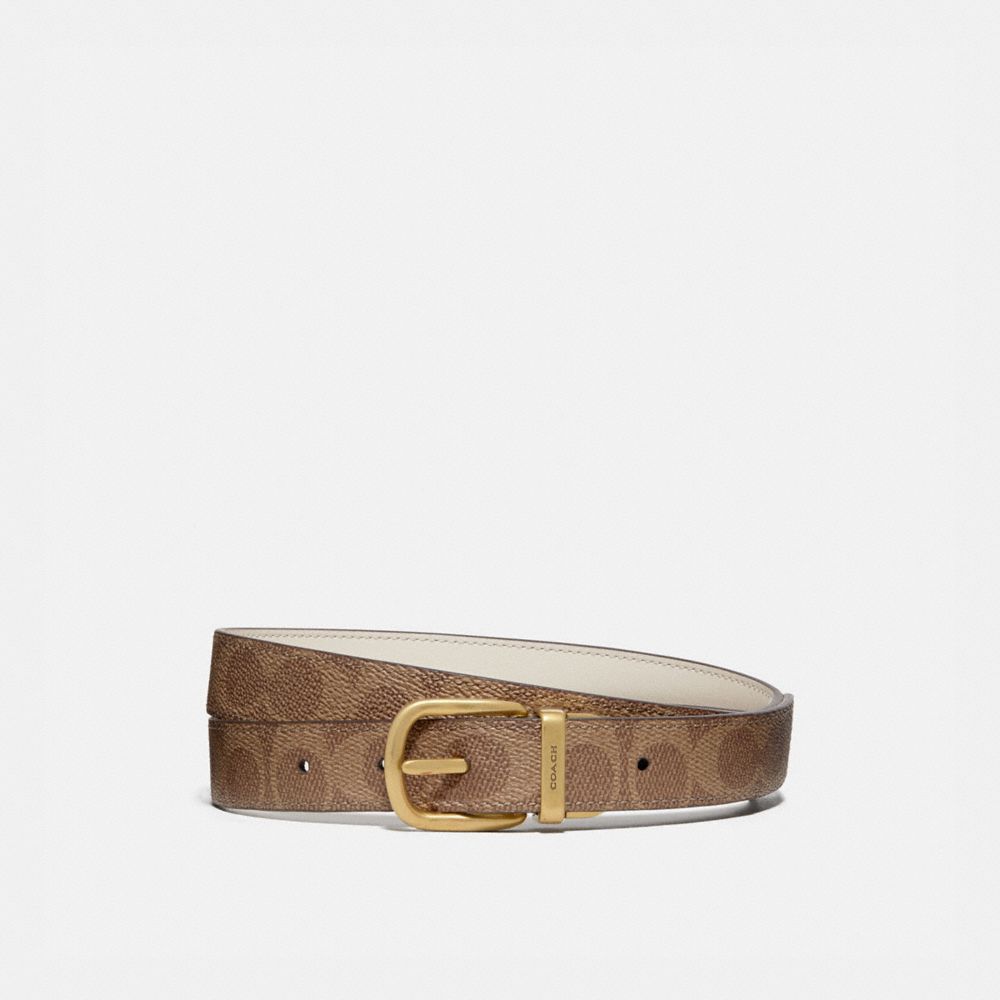 Women Coach Harness Buckle Reversible Belt 25 Mm Brass Belts Brown | CA_CH30715