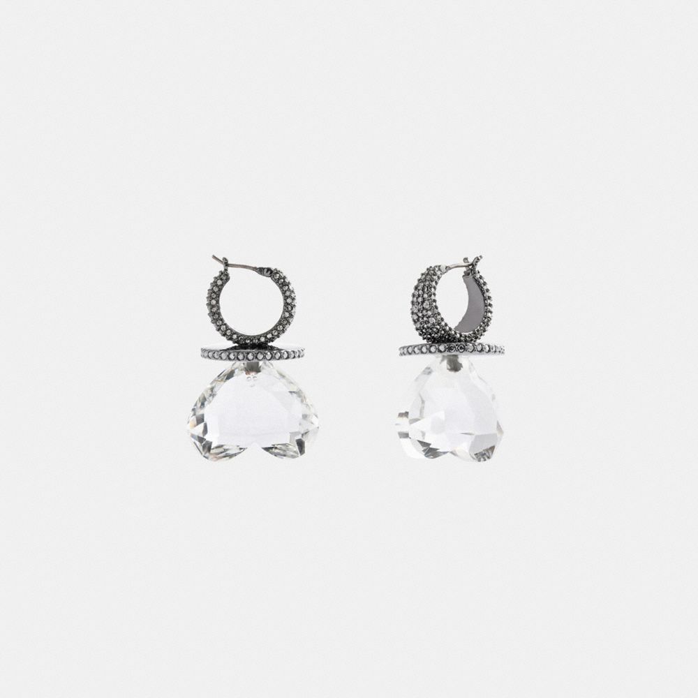 Women Coach Heart Gemstone Earrings Silver | CA_CH32713