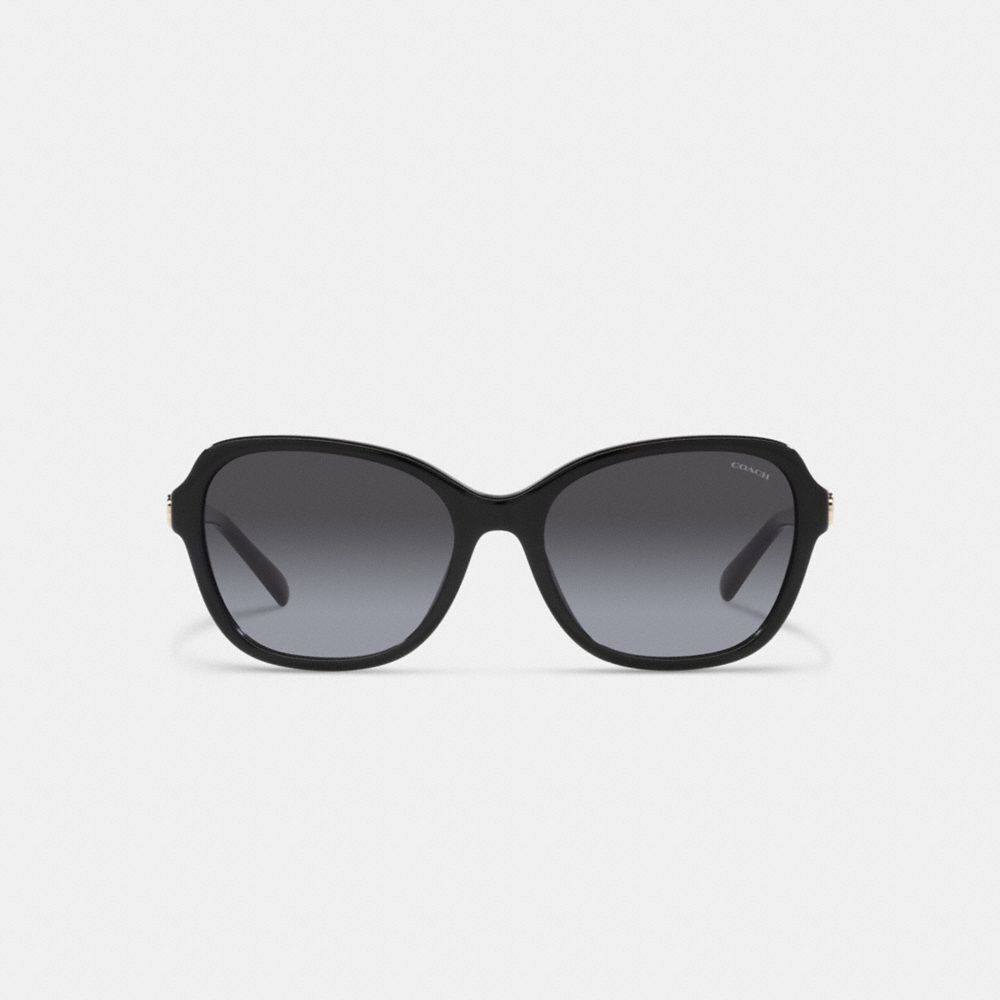 Women Coach Hinged Horse And Carriage Square Sunglasses Black | CA_CH46522