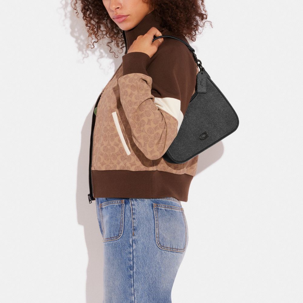 Women Coach Hobo With Signature Crossbody Bags Black | CA_CH87351