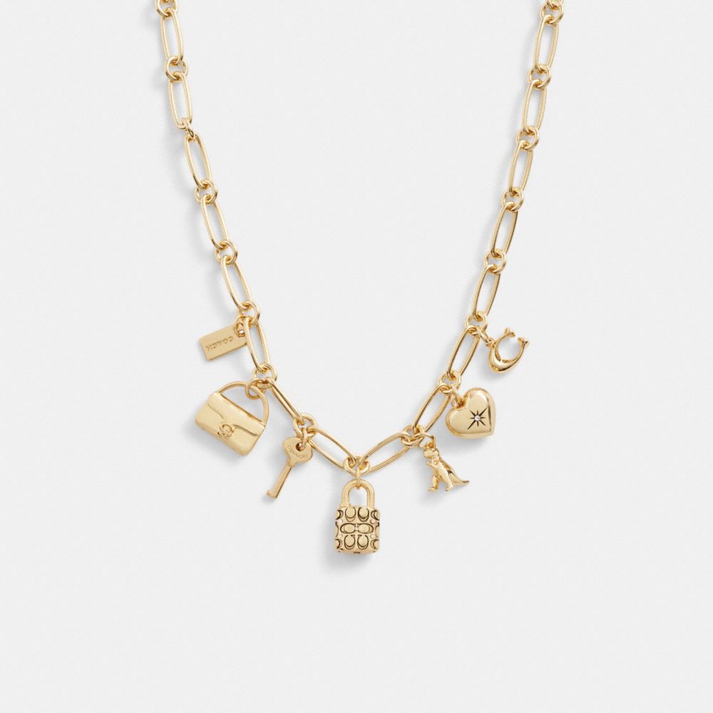 Women Coach Iconic Charm Chain Necklace Gold | CA_CH88443