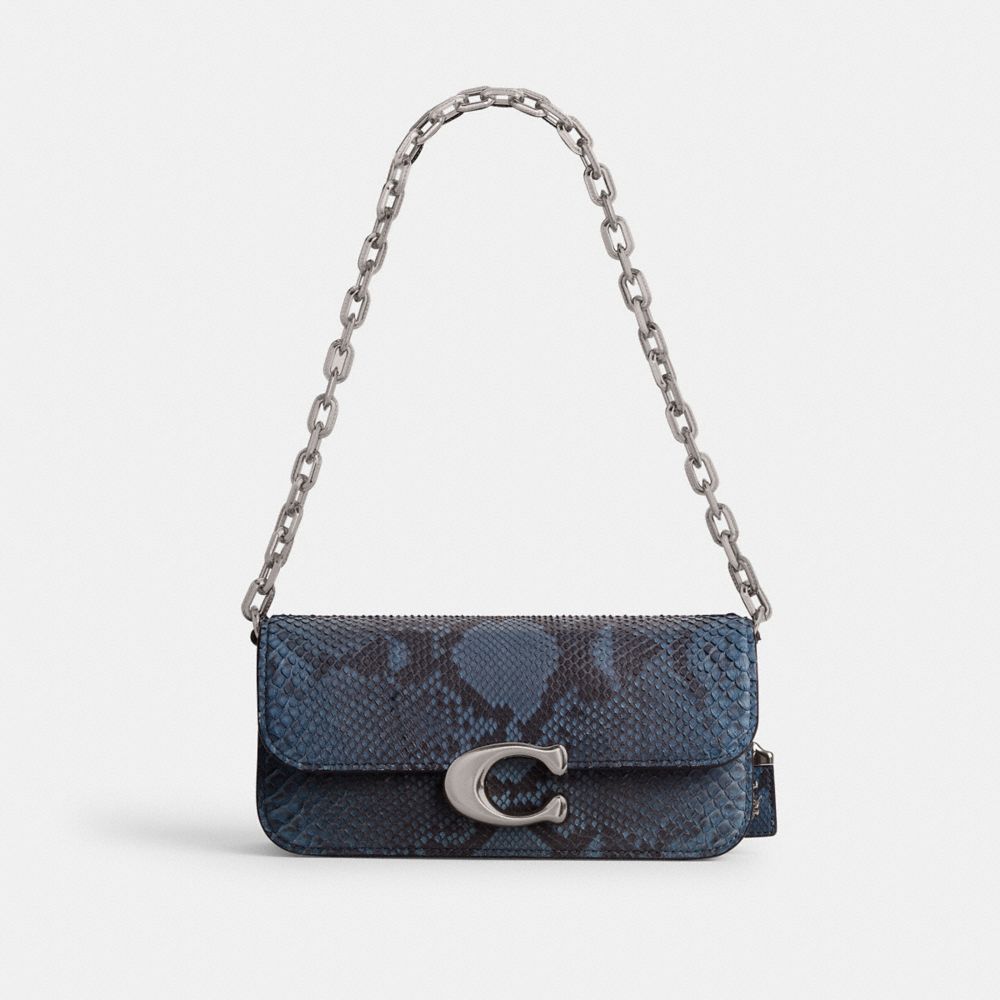 Women Coach Idol 23 In Python Shoulder Bags Silver / Blue | CA_CH76827