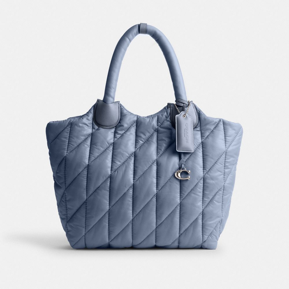 Women Coach Iris Tote Bag Silver / Blue | CA_CH49336