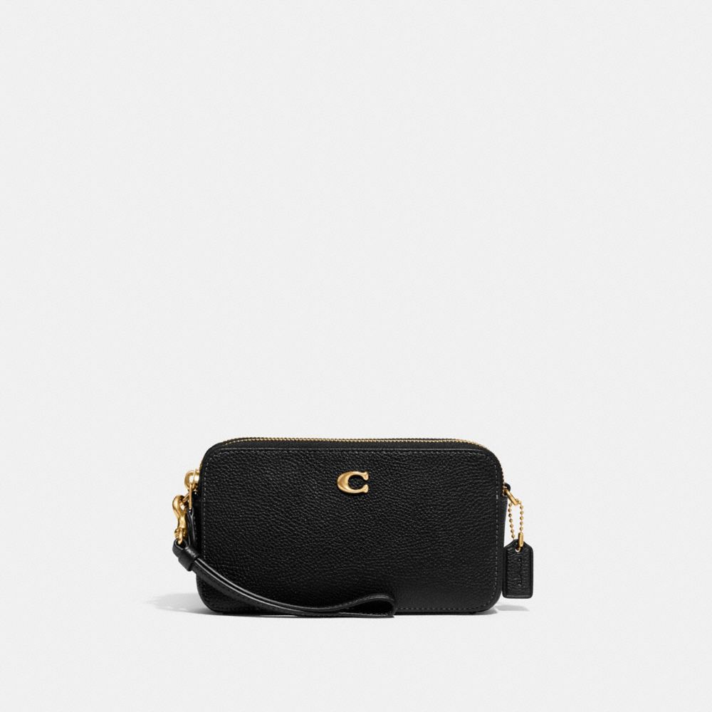 Women Coach Kira Polished Pebble Leather Crossbody Bags Black | CA_CH70162