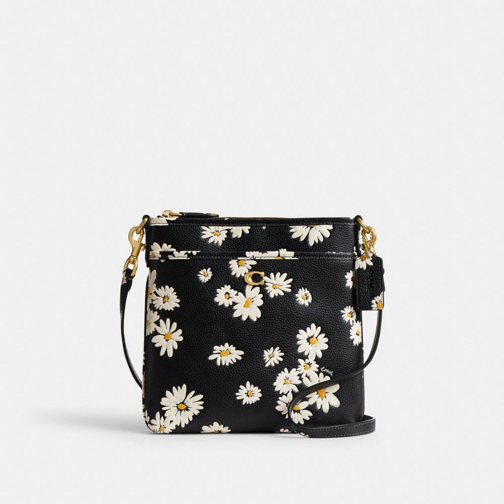 Women Coach Kitt Messenger With Floral Print Brass Crossbody Bags Multicolor | CA_CH40920