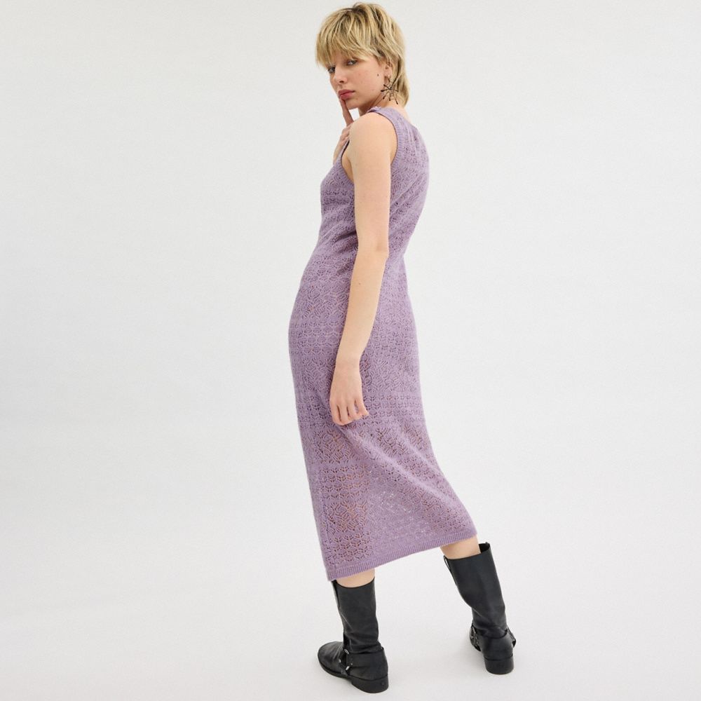 Women Coach Lace Knit Dress Purple | CA_CH65132