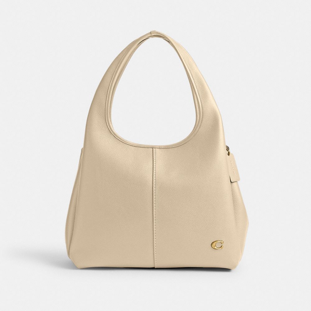 Women Coach Lana Polished Pebble Leather Shoulder Bags White | CA_CH87012