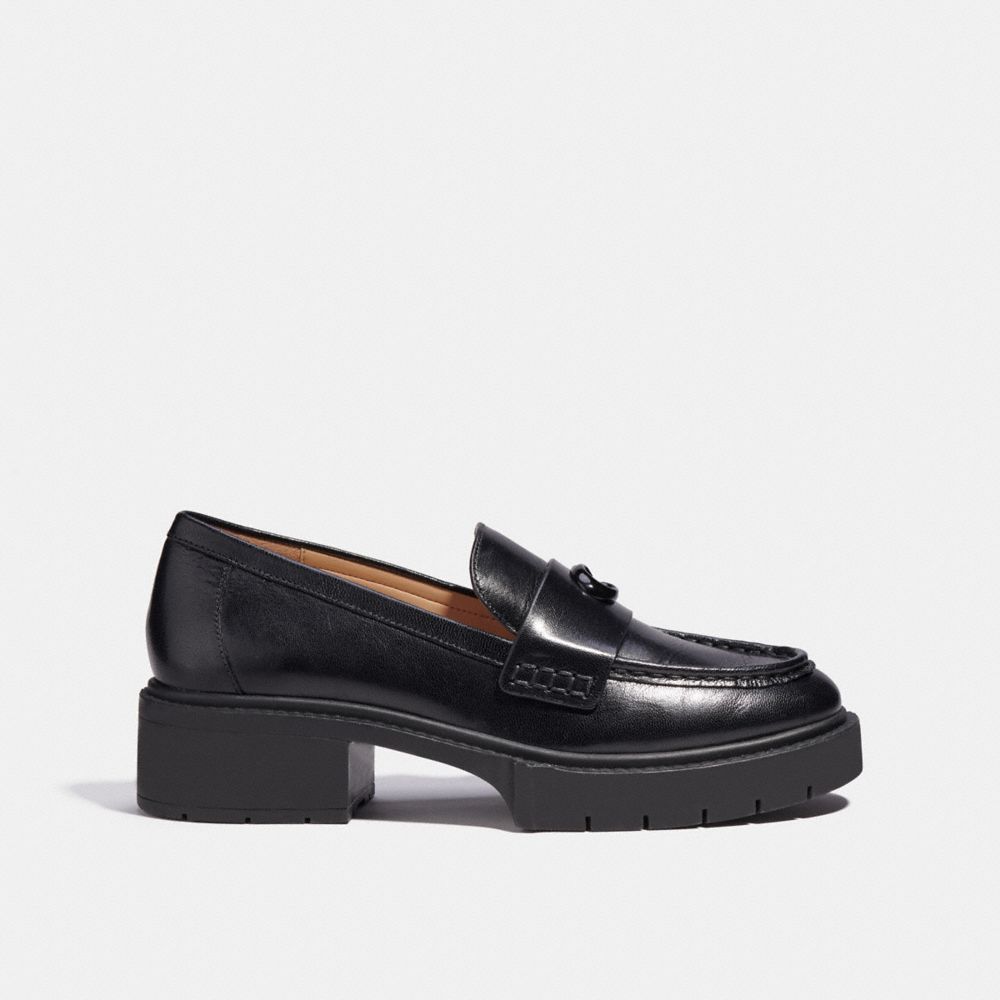 Women Coach Leah Leather Loafers Black | CA_CH55945