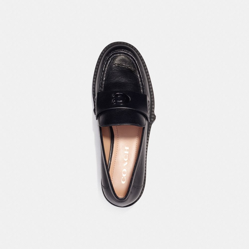 Women Coach Leah Leather Loafers Black | CA_CH55945