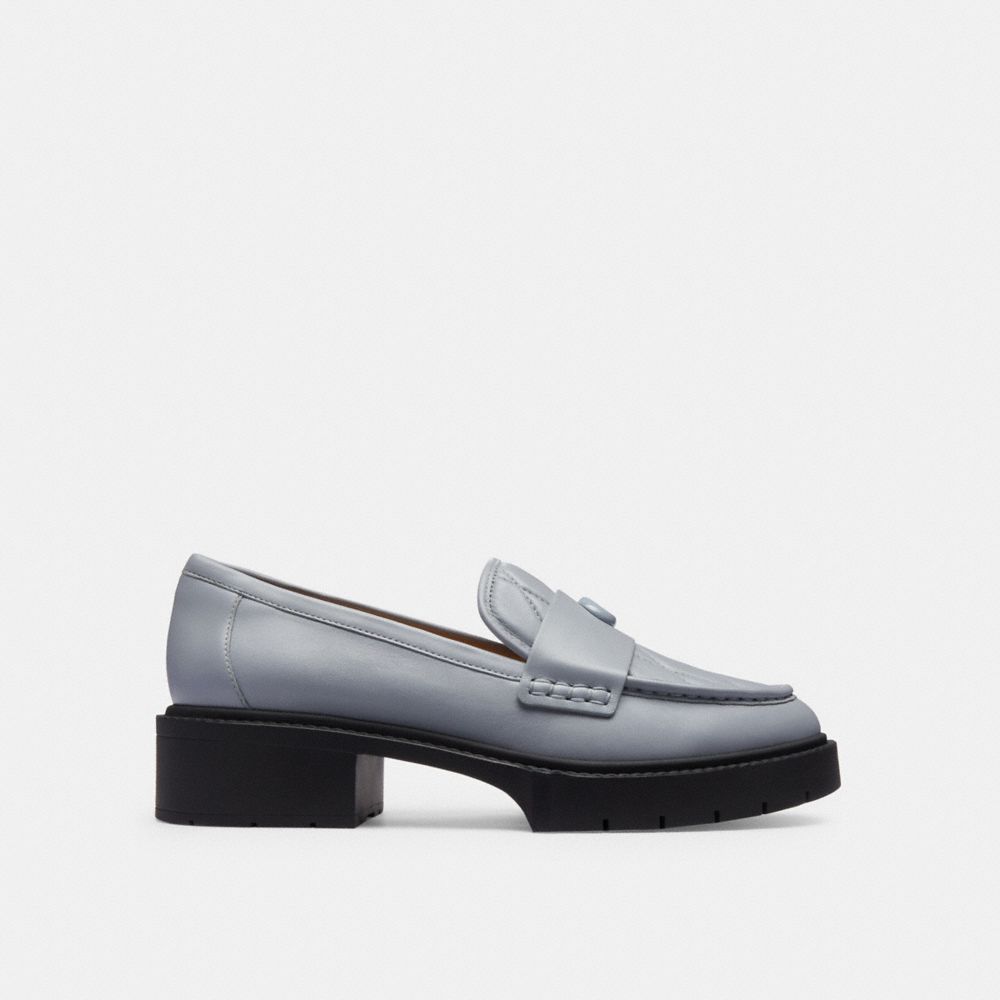 Women Coach Leah With Quilting Leather Loafers Grey Blue | CA_CH66672