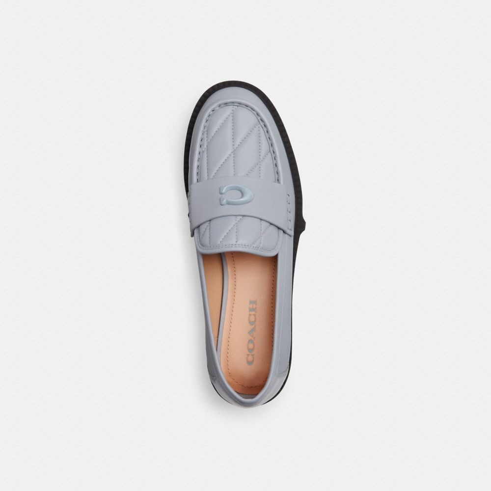 Women Coach Leah With Quilting Leather Loafers Grey Blue | CA_CH66672