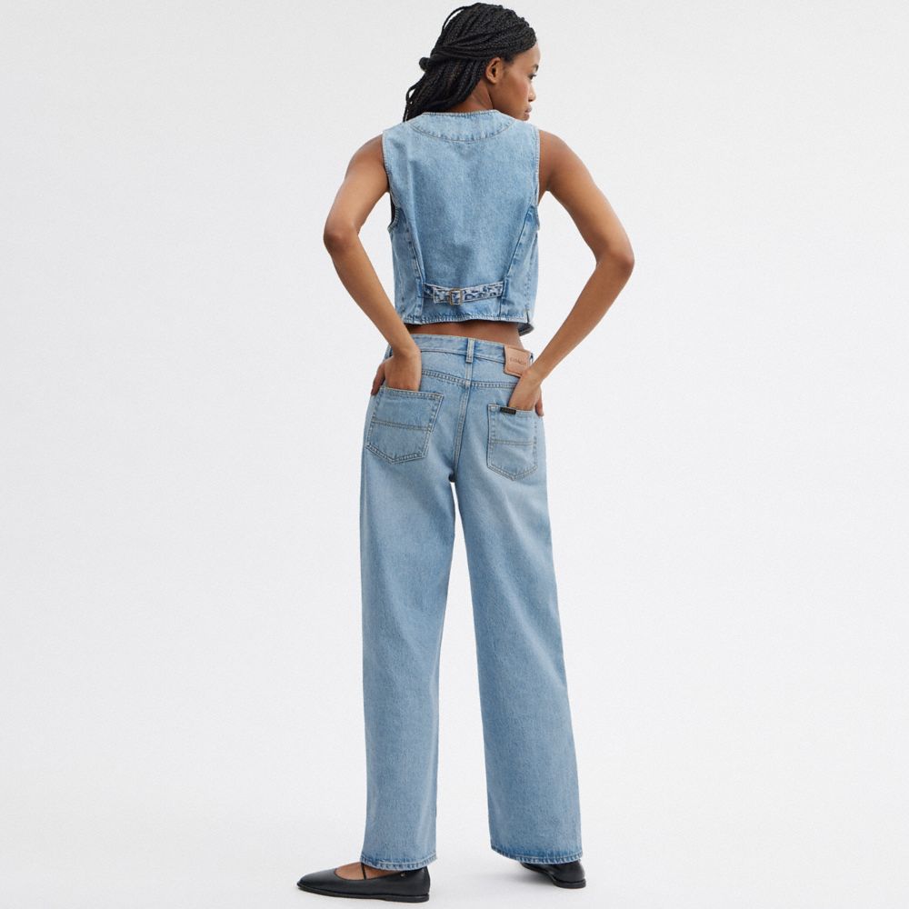 Women Coach Loose Fit Jeans Blue | CA_CH50358