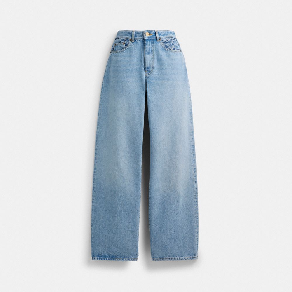 Women Coach Loose Fit Jeans Blue | CA_CH50358