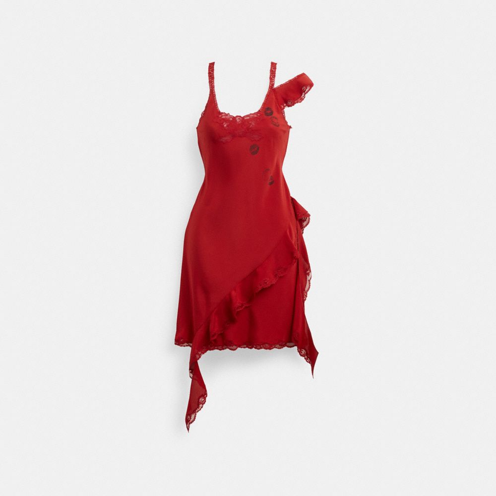 Women Coach Mini Ruffle Dress Red | CA_CH94055