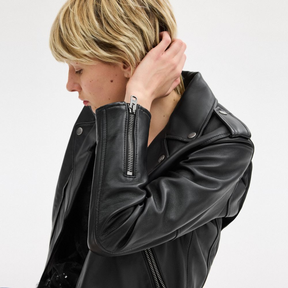 Women Coach Moto Jackets Black | CA_CH38187