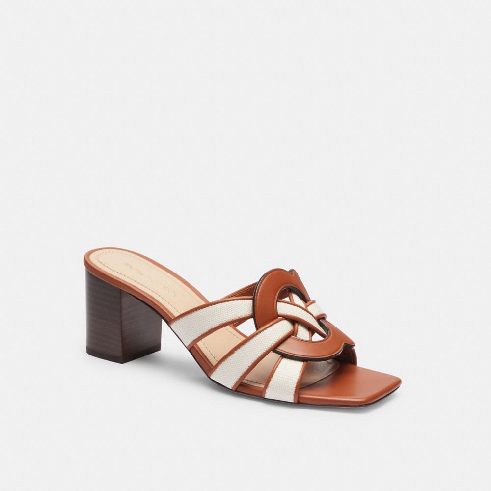 Women Coach Nikki Chalk Burnished Amber Sandals Brown | CA_CH76794