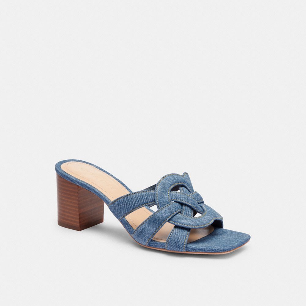 Women Coach Nikki Indigo Denim Sandals Indigo Blue | CA_CH22997