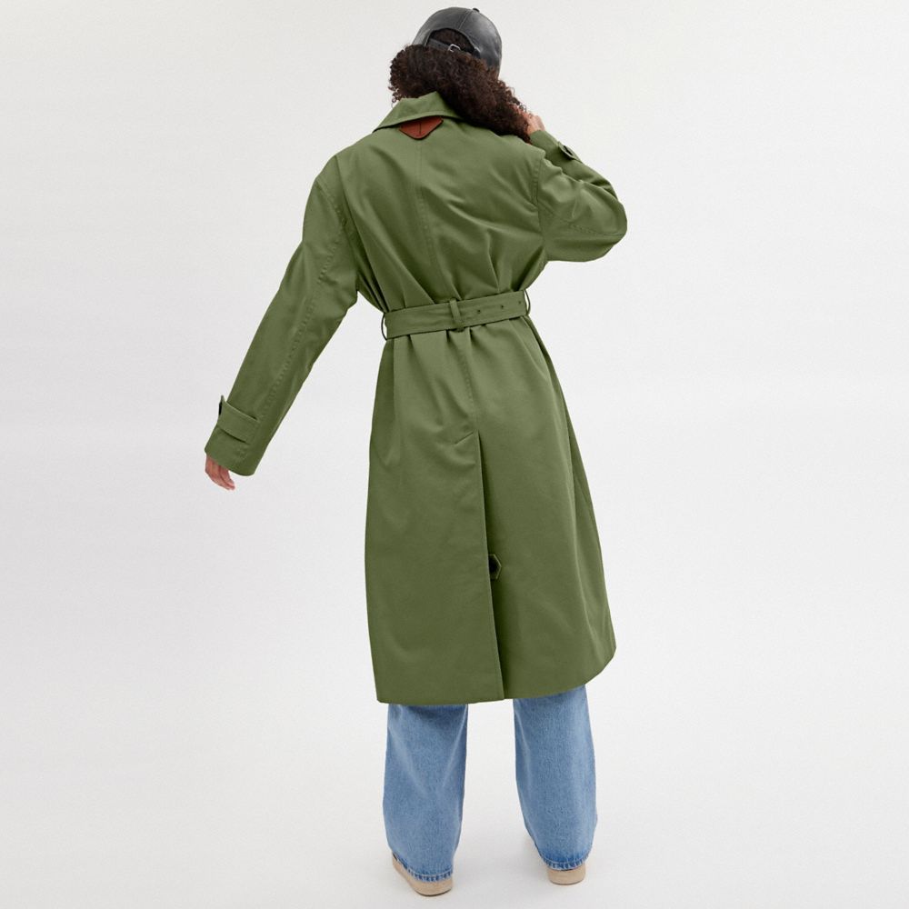 Women Coach Oversized Trench Jackets Green | CA_CH84732