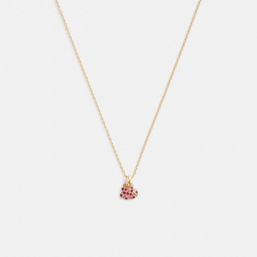 Women Coach Pavé Heart Pendant Necklace Gold | CA_CH99876