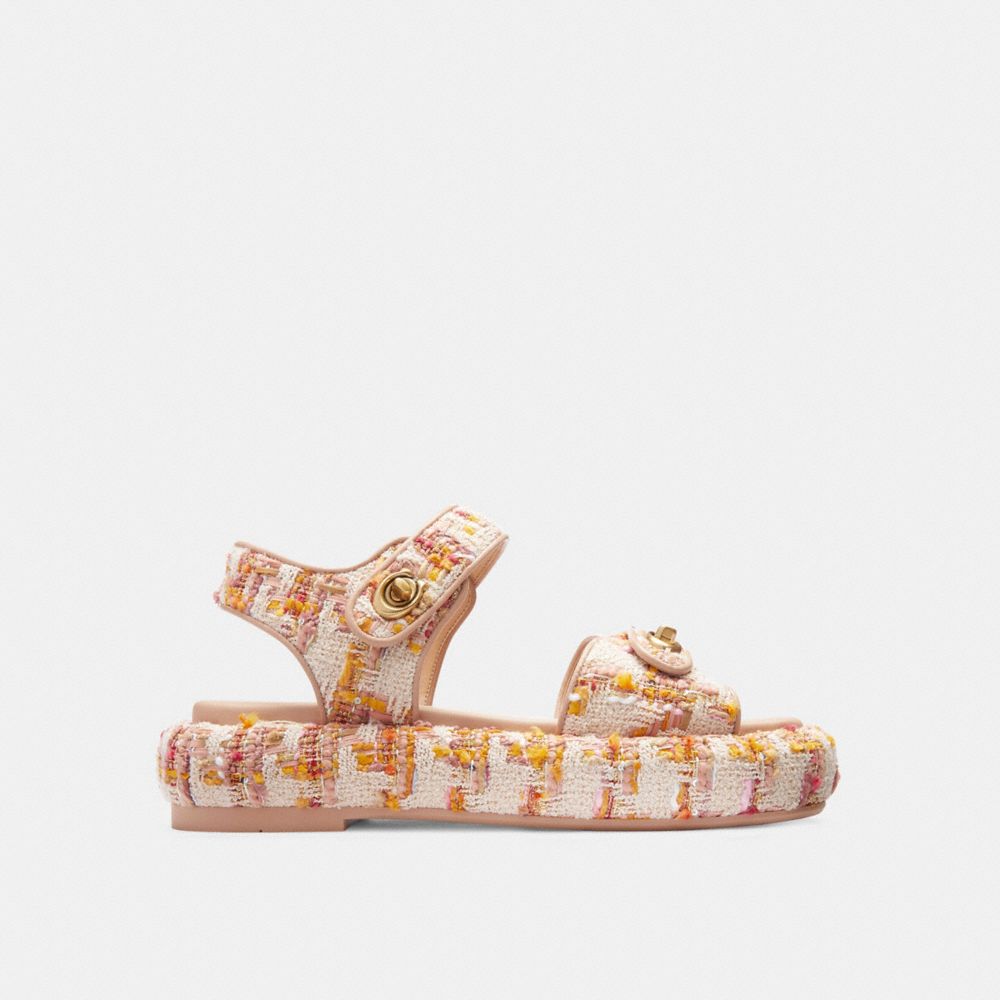 Women Coach Peyton Leather Sandals Rose | CA_CH98035