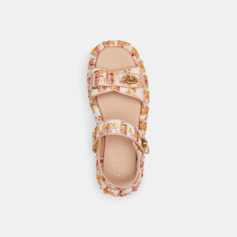 Women Coach Peyton Leather Sandals Rose | CA_CH98035