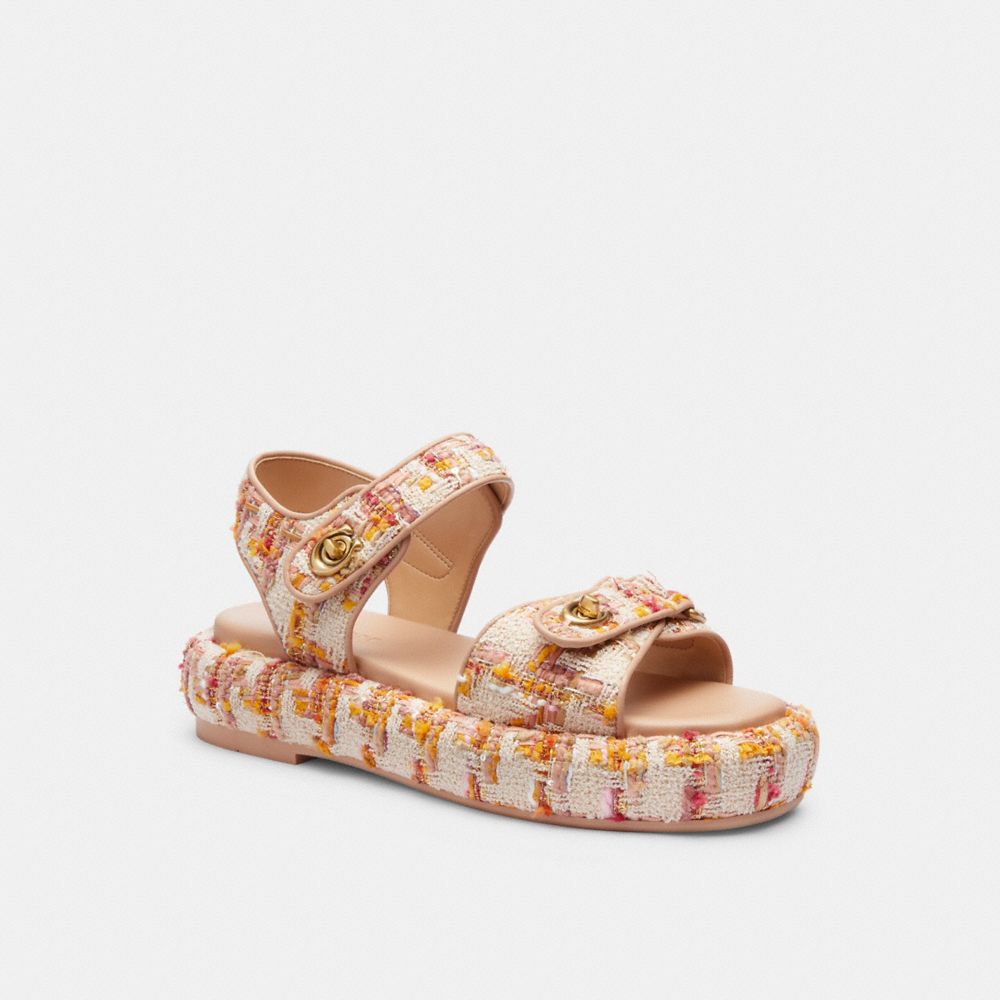 Women Coach Peyton Leather Sandals Rose | CA_CH98035