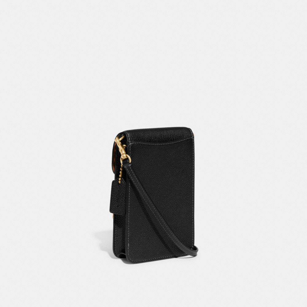 Women Coach Phone Brass Crossbody Bags Black | CA_CH32958