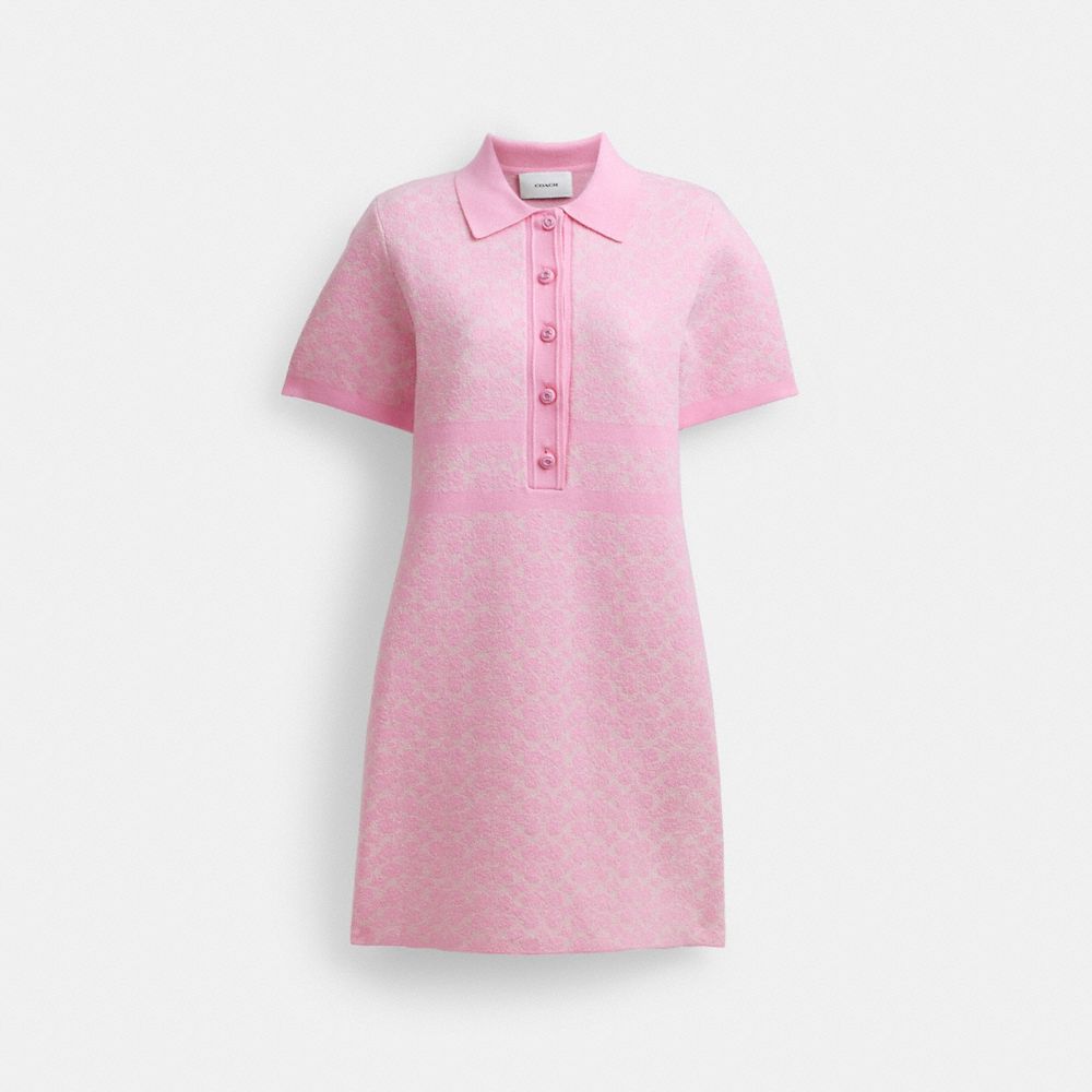 Women Coach Polo Sweater Signature Dress Pink | CA_CH47322