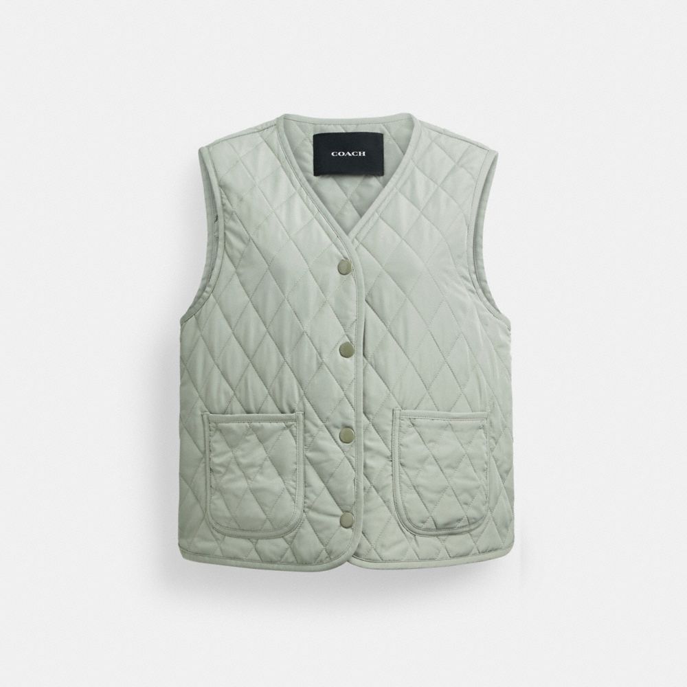 Women Coach Quilted Jackets Green | CA_CH24822