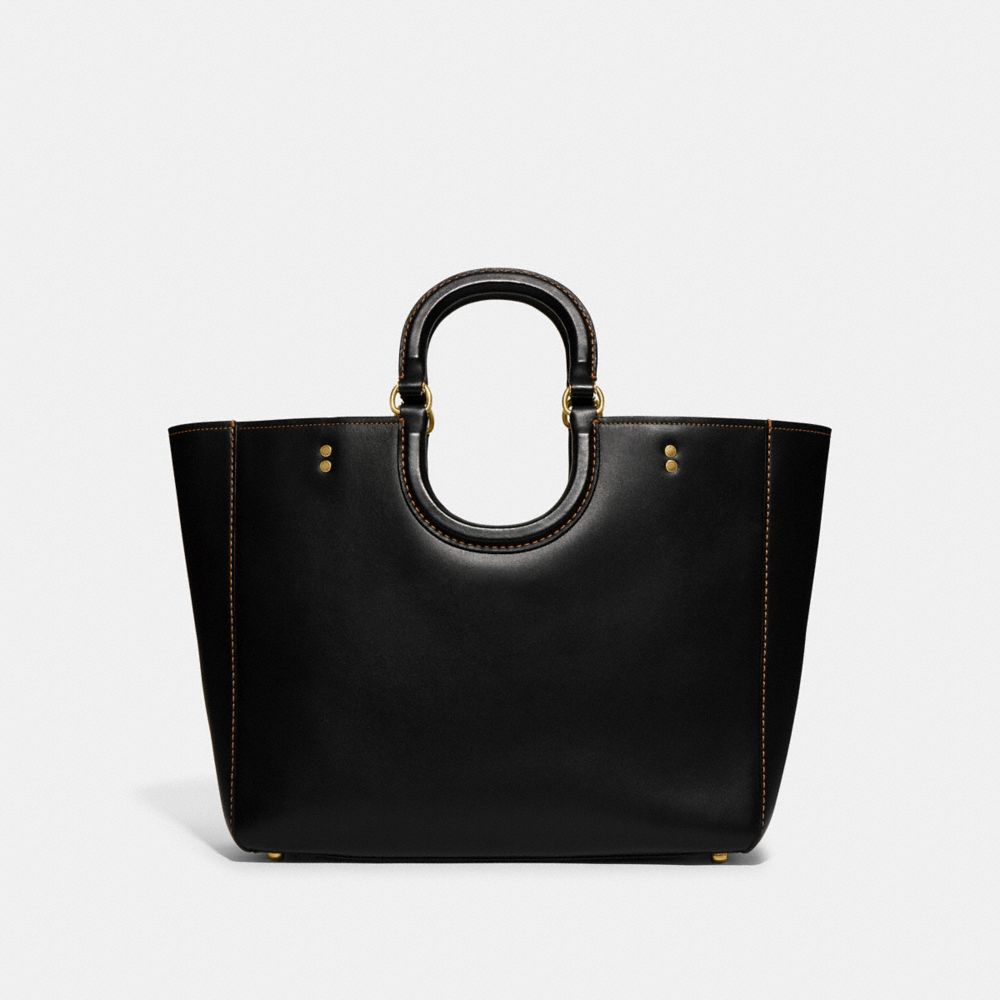 Women Coach Rae Glovetanned Leather Tote Bag Black | CA_CH12355