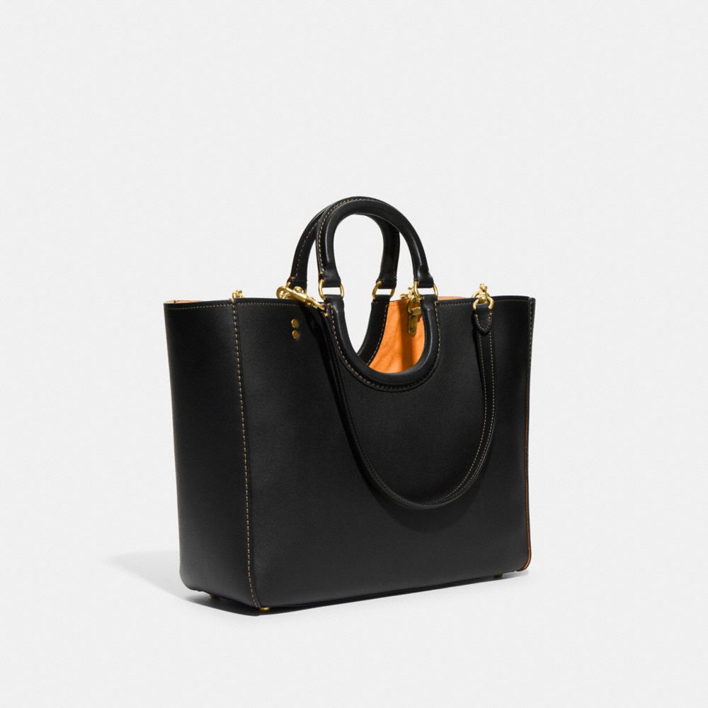 Women Coach Rae Glovetanned Leather Tote Bag Black | CA_CH12355