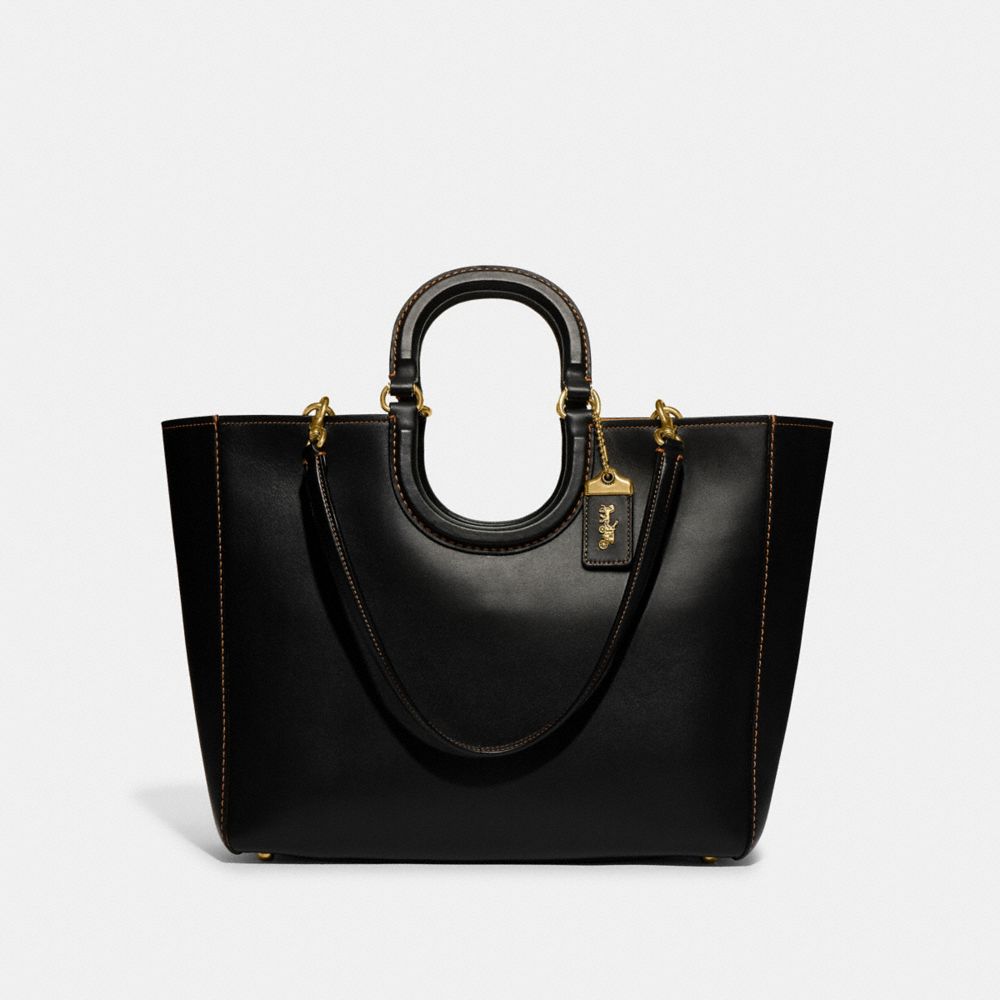 Women Coach Rae Glovetanned Leather Tote Bag Black | CA_CH12355