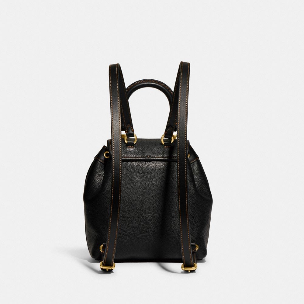 Women Coach Riya 21 Glovetanned Leather Backpacks Black | CA_CH28668