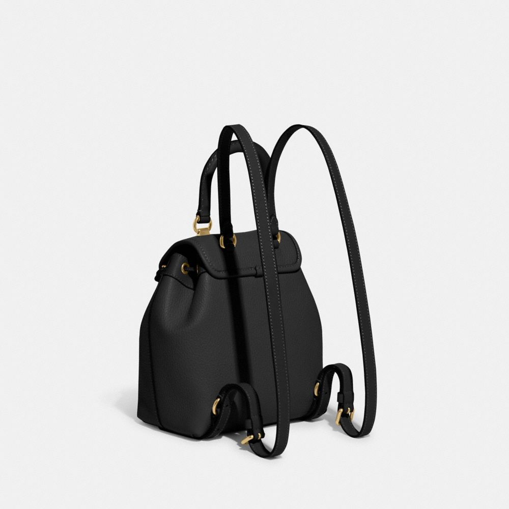 Women Coach Riya 21 Glovetanned Leather Backpacks Black | CA_CH28668