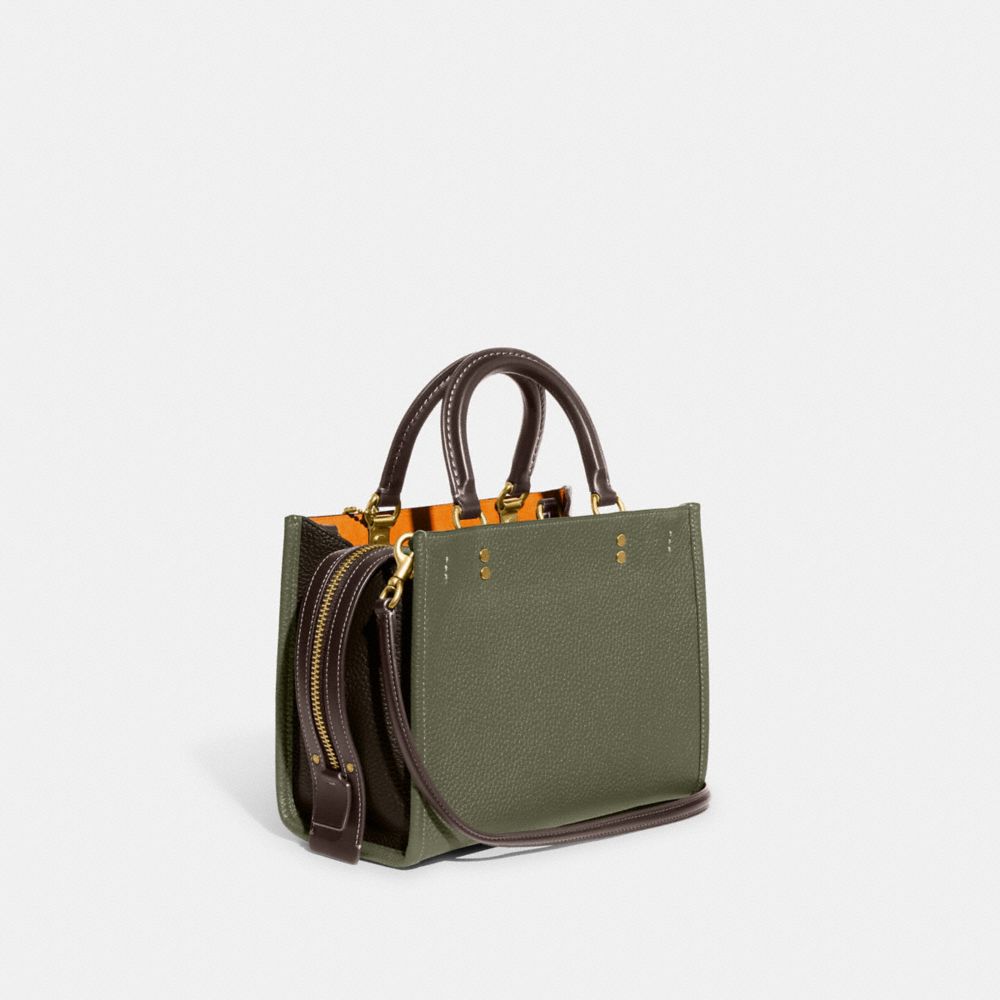 Women Coach Rogue 25 In Regenerative Leather Glovetanned Leather Shoulder Bags Green / Orange | CA_CH45671